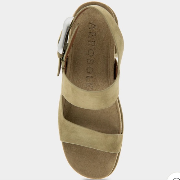 Aerosoles Clarkson Platform Sandal - Olive Suede - Picture 3 of 8